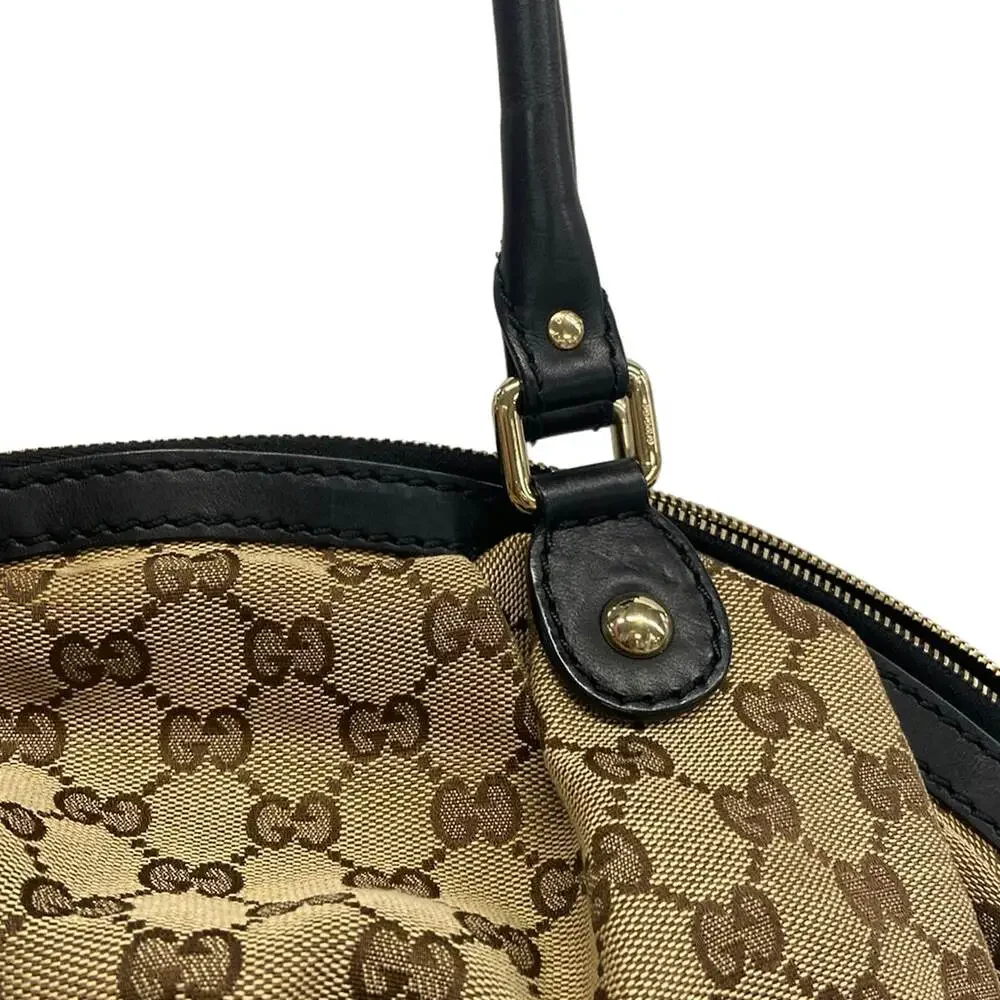 Gucci GG/Sukey Handbag 223974 Beige Dark Brown Black Jacquard Leather
